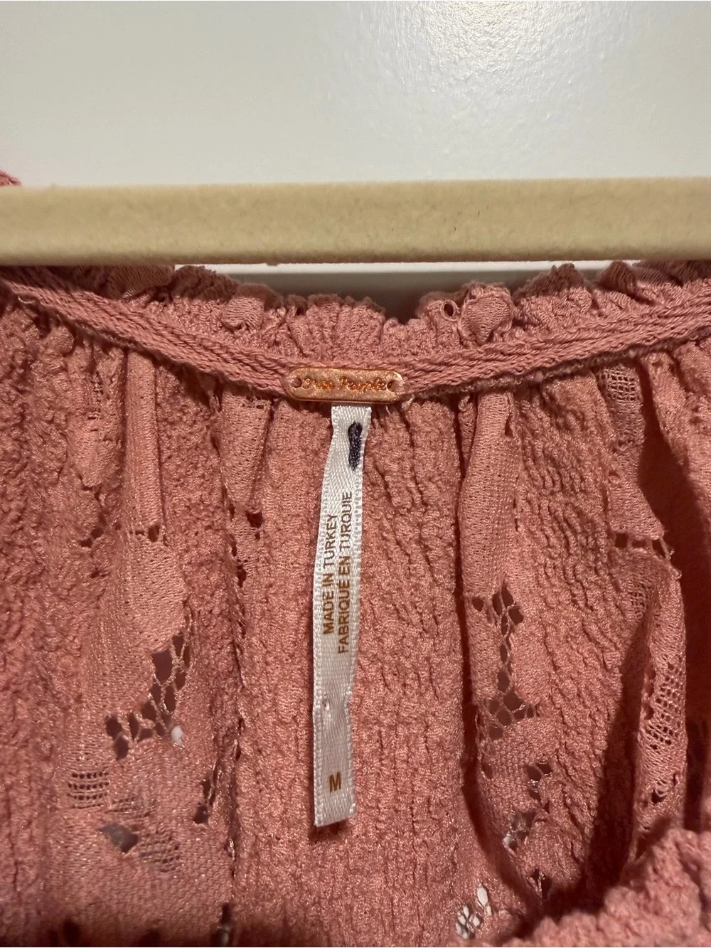 Free People Rose Lace Peasant Top Size Medium